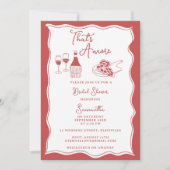 Red That's Amore Italian Pizza Wine Vrijgezellenfe Kaart (Voorkant)