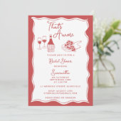 Red That's Amore Italian Pizza Wine Vrijgezellenfe Kaart (Staand voorkant)