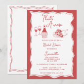 Red That's Amore Italian Pizza Wine Vrijgezellenfe Kaart (Voorkant / Achterkant)