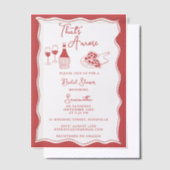 Red That's Amore Italian Pizza Wine Vrijgezellenfe Vellum Uitnodigingen (Offset)