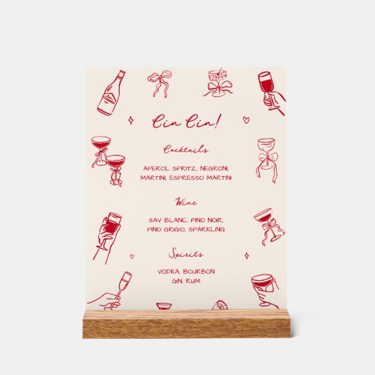 Red Thats Amore Party Cin Cin Bar Acryl Bord (Voorkant)