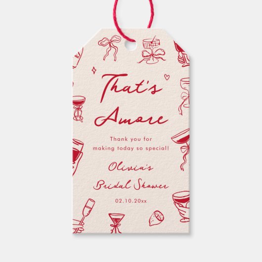 Red Thats Amore Vrijgezellenfeest Cadeaulabel (Voorkant)