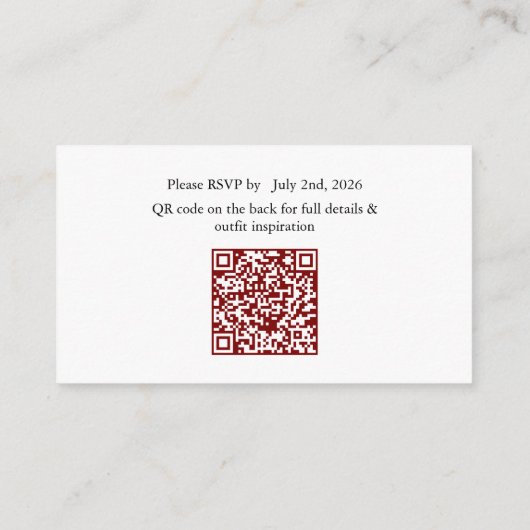 Red The Attire QR Code enclosure Card  Informatiekaartje (Achterkant)