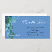 " red the date " : blauwe hydrangebloemen save the date (Voorkant / Achterkant)