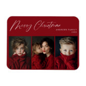 Red Three photo Christmas Holiday Design Magneet (Horizontaal)