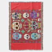 Red Throw - Large Rug - Gothic Skull - Deken (Voorkant Verticaal)