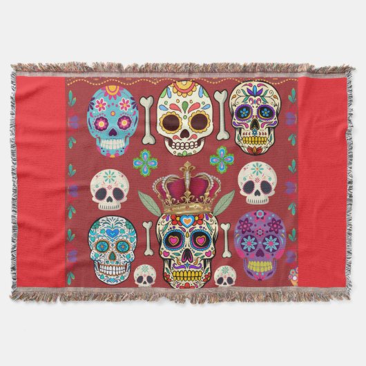 Red Throw - Large Rug - Gothic Skull - Deken (Voorkant)