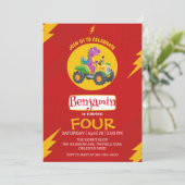 RED thunder Schattigee dinosaurus truck School Ver Kaart (Staand voorkant)