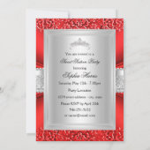 Red Tiara & Damask Sweet 16 Birthday Party Kaart (Achterkant)