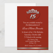 Red Tiara Quinceañera Uitnodiging (Voorkant / Achterkant)