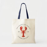 Red Tide | Lobster Bake/Boil Tote Bag<br><div class="desc">Personalized Lobster themed tote bags for your next Lobster Bake Party or seafood event. It features a watercolor styled illustration of a lobster. Surrounding this are spots for your single information.</div>