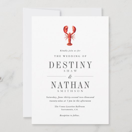 Red Tide | Lobster Thgerespecteerd Wedding Red|Whi Kaart (Voorkant)