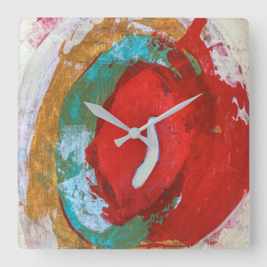Red Tide Wall Clock Vierkante Klok (Voorkant)
