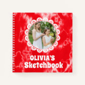 Red Tie Dye Christmas gepersonaliseerde Kinder fot Notitieboek (Voorkant)