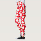 Red Tie Dye Christmas Tree Star Pattern Holiday Leggings (Links)
