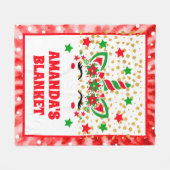 Red Tie Dye Eenhoorn Kerst Gepersonaliseerde Kinde Fleece Deken (Voorkant (Horizontaal))