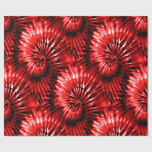 Red Tie Dye Psychedelic Starburst Retro Cadeaupapier (Vlak)