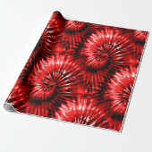 Red Tie Dye Psychedelic Starburst Retro Cadeaupapier (Uitgerold)