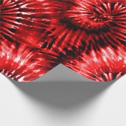 Red Tie Dye Psychedelic Starburst Retro Cadeaupapier (Hoek)