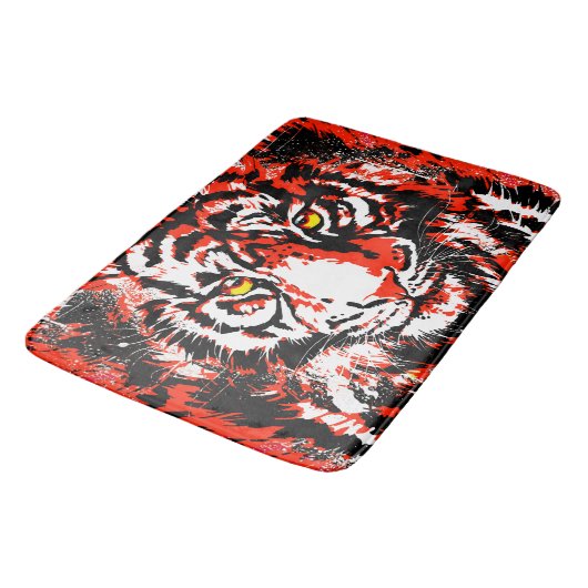 Red Tiger Bath Mat - Tiger Artwork - Wilde dieren (Gekanteld)
