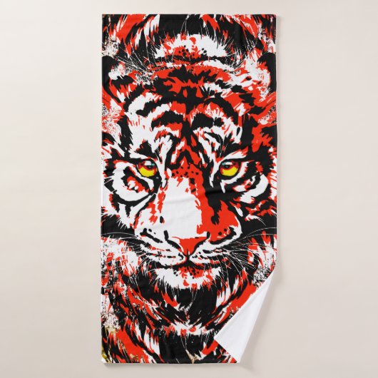 Red Tiger Head Bath Towel - Tiger Bath Towel Badhanddoek (Badhanddoek)
