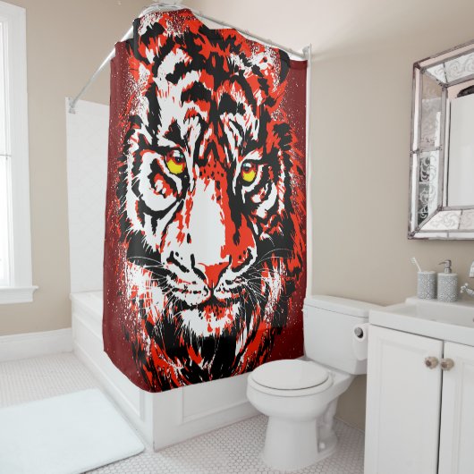 Red Tiger Head Douchegordijn (In situ)