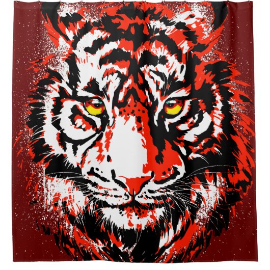 Red Tiger Head Douchegordijn (Voorkant)