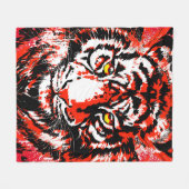 Red Tiger Head - Tiger Fleece Blanket (Voorkant (Horizontaal))