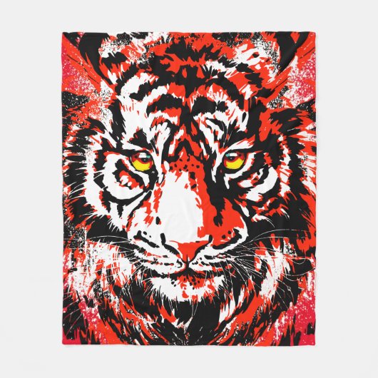 Red Tiger Head - Tiger Fleece Blanket Deken (Voorkant)