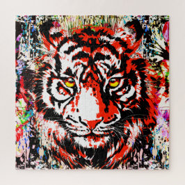 Red Tiger Head - Tiger Portrait Jigzaag Puzzle Legpuzzel