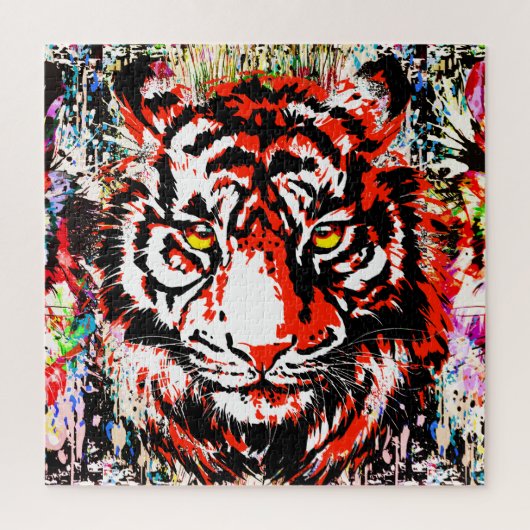 Red Tiger Head - Tiger Portrait Jigzaag Puzzle Legpuzzel (Verticaal)