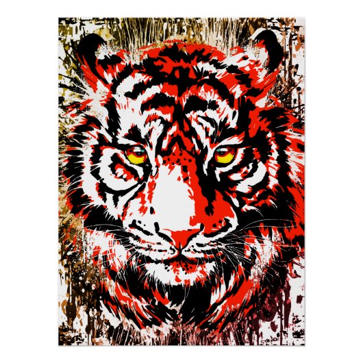 Red Tiger Head - Tiger Poster print glossy (Voorkant)