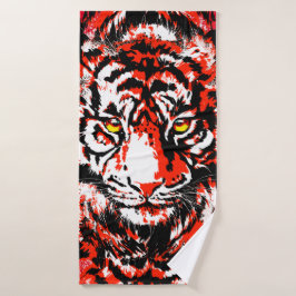 Red Tiger Head - tijgerkunstwerk - Wilde dieren Bad Handdoek