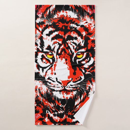 Red Tiger Head - tijgerkunstwerk - Wilde dieren Bad Handdoek (Badhanddoek)