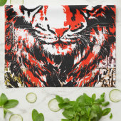 Red Tiger Head Towel - Tiger Kitchen Towel Theedoek (Gevouwen)