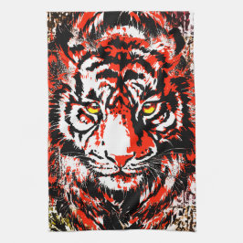 Red Tiger Head Towel - Tiger Kitchen Towel Theedoek