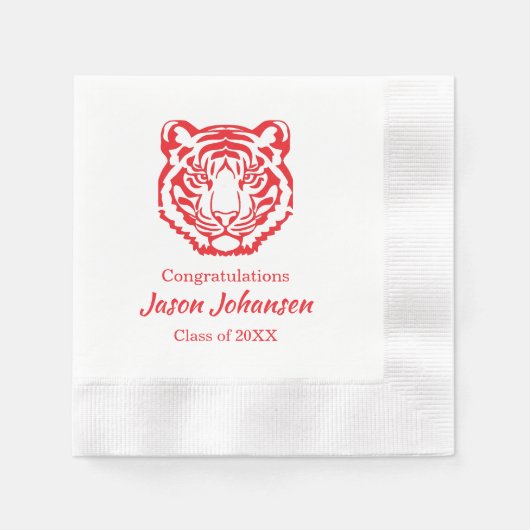 Red Tiger Mascot High School Afstuderen servetten (Voorkant)