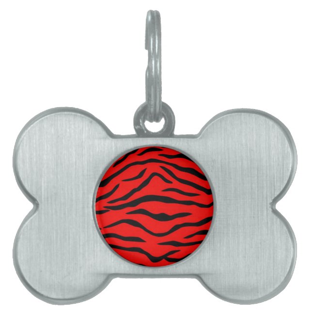 Red Tiger Pattern Huisdieren Naamplaatje (voorkant)