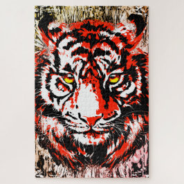 Red Tiger Puzzle | Kleurrijk tijgergezicht Puzzle Legpuzzel
