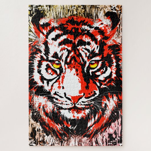 Red Tiger Puzzle | Kleurrijk tijgergezicht Puzzle Legpuzzel (Verticaal)