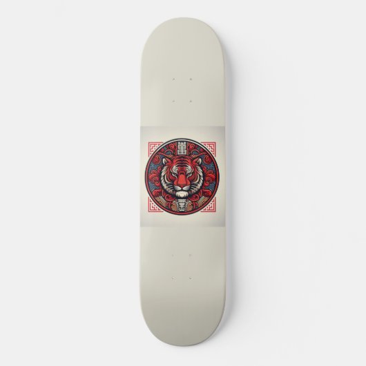 Red Tiger Square Persoonlijk Skateboard (Voorkant)