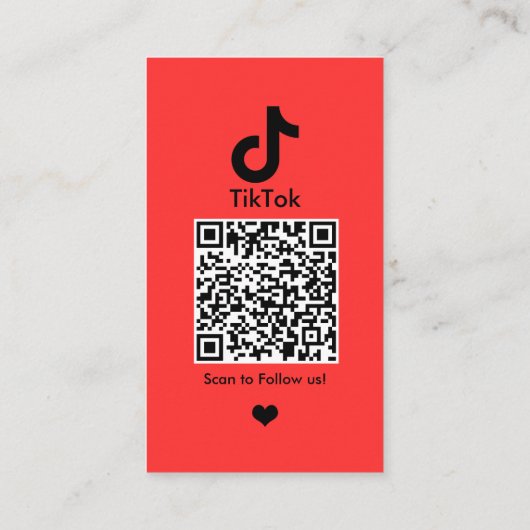 Red TikTok sociale media QR-code Visitekaartje (Achterkant)