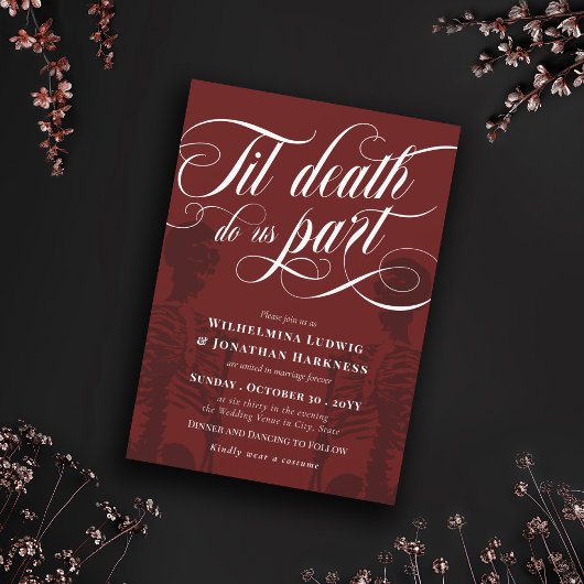 Red Til Death Do US Part Skeleton Gothic Weddensch Kaart