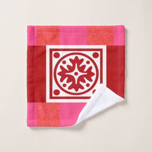 Red Tile Bath Towel Set Bad Handdoek (Wasdoekje)