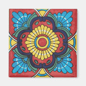 Red tile mexican talavera ceramics magneet (Voorkant)