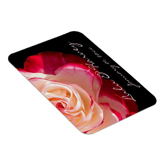 Red Tipped White Rose Personal Wedding Magneet (Rechterzijde)