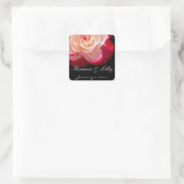 Red Tipped White Rose Personalized Wedding Vierkante Sticker (Tas)