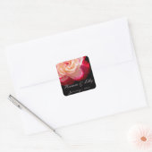 Red Tipped White Rose Personalized Wedding Vierkante Sticker (Envelop)