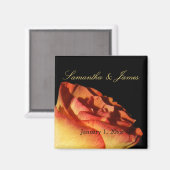 Red Tipped Yellow Rose Personal Wedding Magneet (Voorkant / Achterkant)