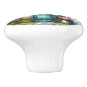 Red Toadstool Fairy House Keramische Knop (Zijkant)